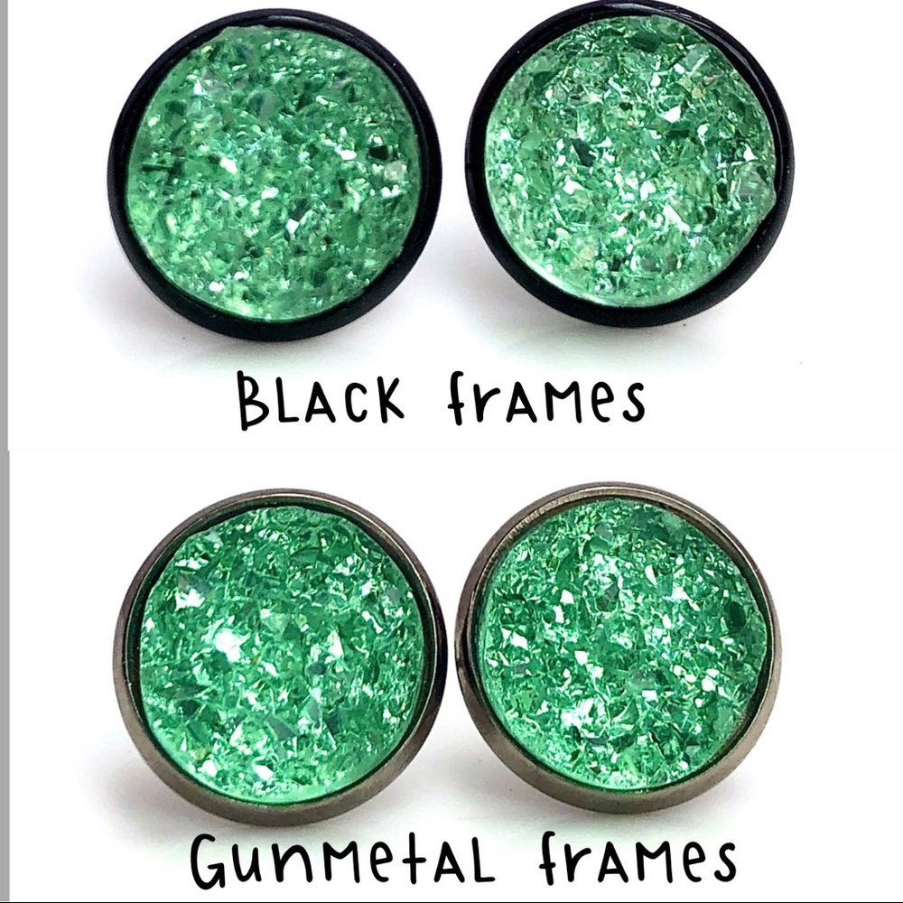 3 for 15🎀chunky mint Druzy style earrings - Picture 6 of 9